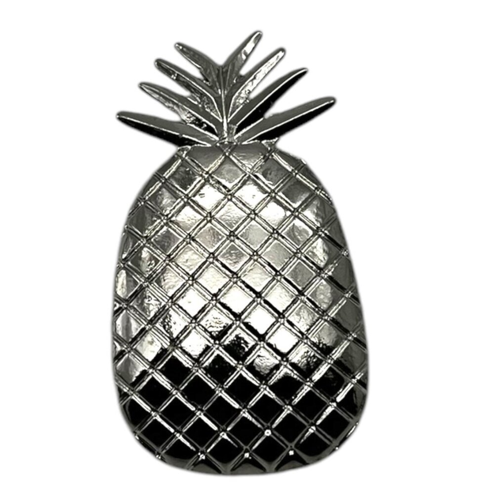 Pineapple Shaped Silver Tone Metal Hair Clip With Textured Design & Durable Back